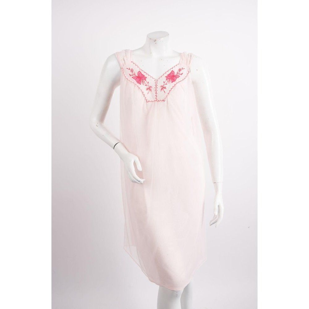 1970s Aristocraft Night Gown Embroidered Babydoll